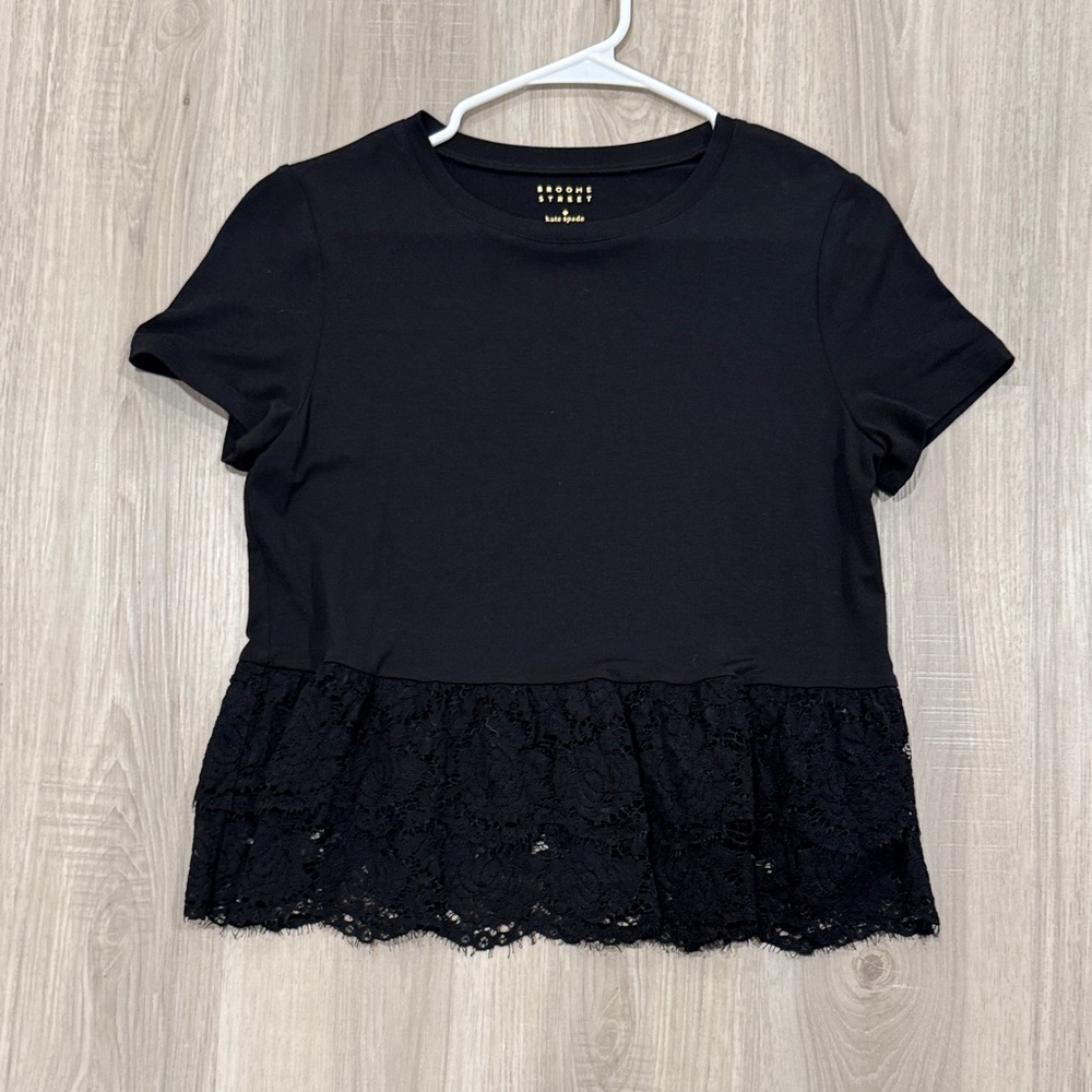 Kate Spade Black Lace Hem Women Top
